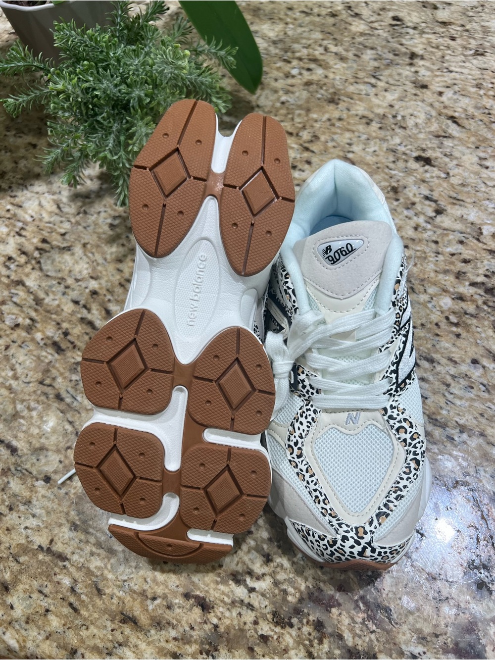 🔥Viral🐆 New Balance 9060 White and Black Leopard-Print Chunky Sneakers - Picture 12 of 13
